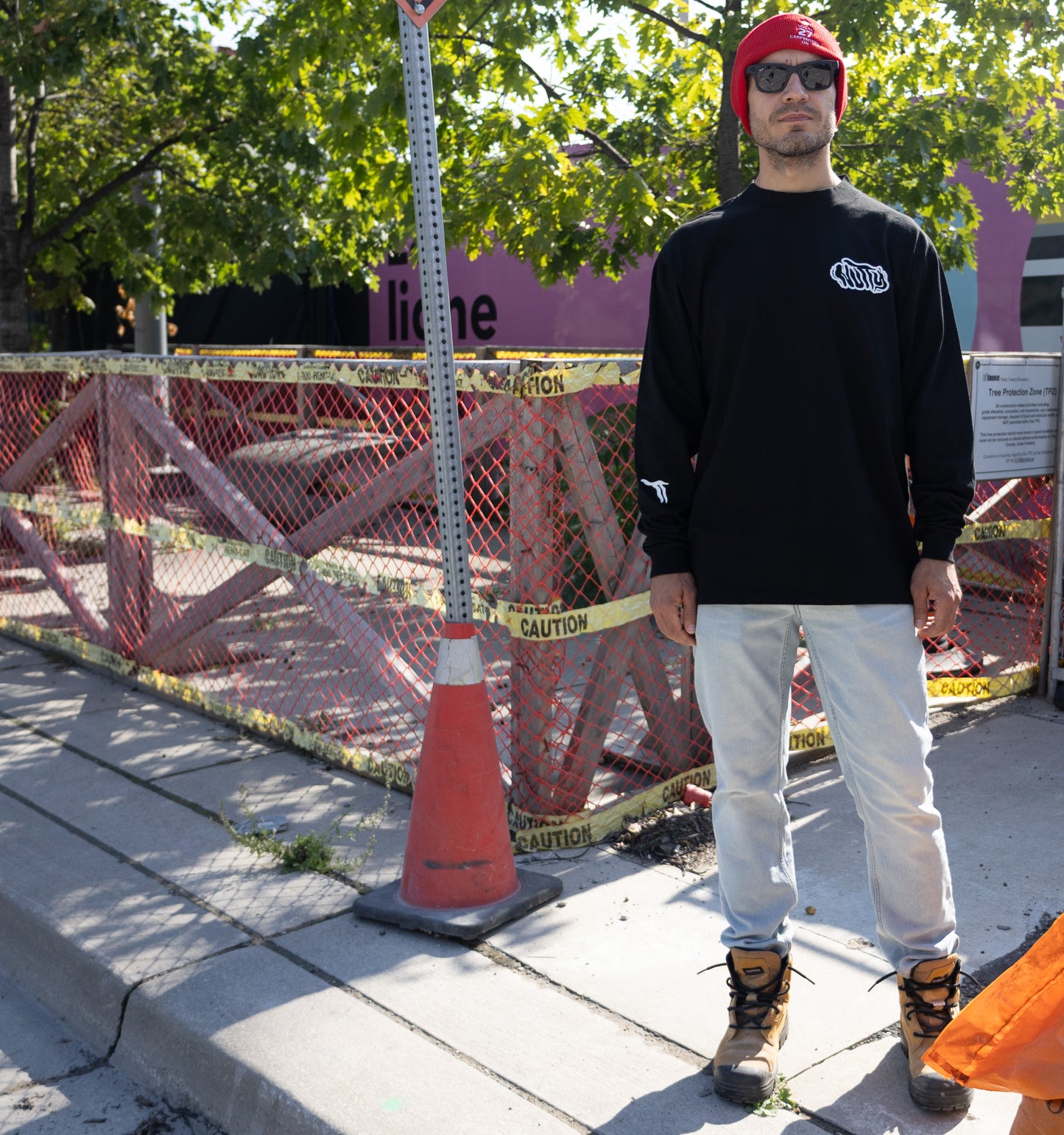 Carpenter Bear Black Long Sleeve T-Shirt