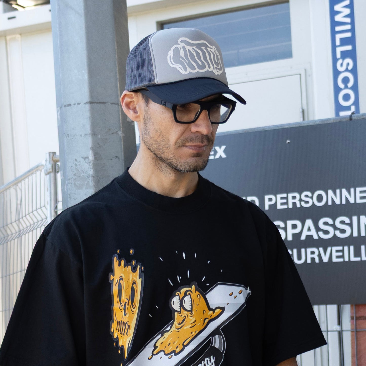 Nutty Black & Grey Foam Trucker Hat with Reflective Logo