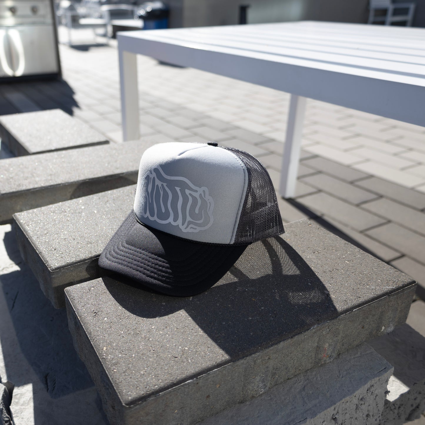 Nutty Black & Grey Foam Trucker Hat with Reflective Logo