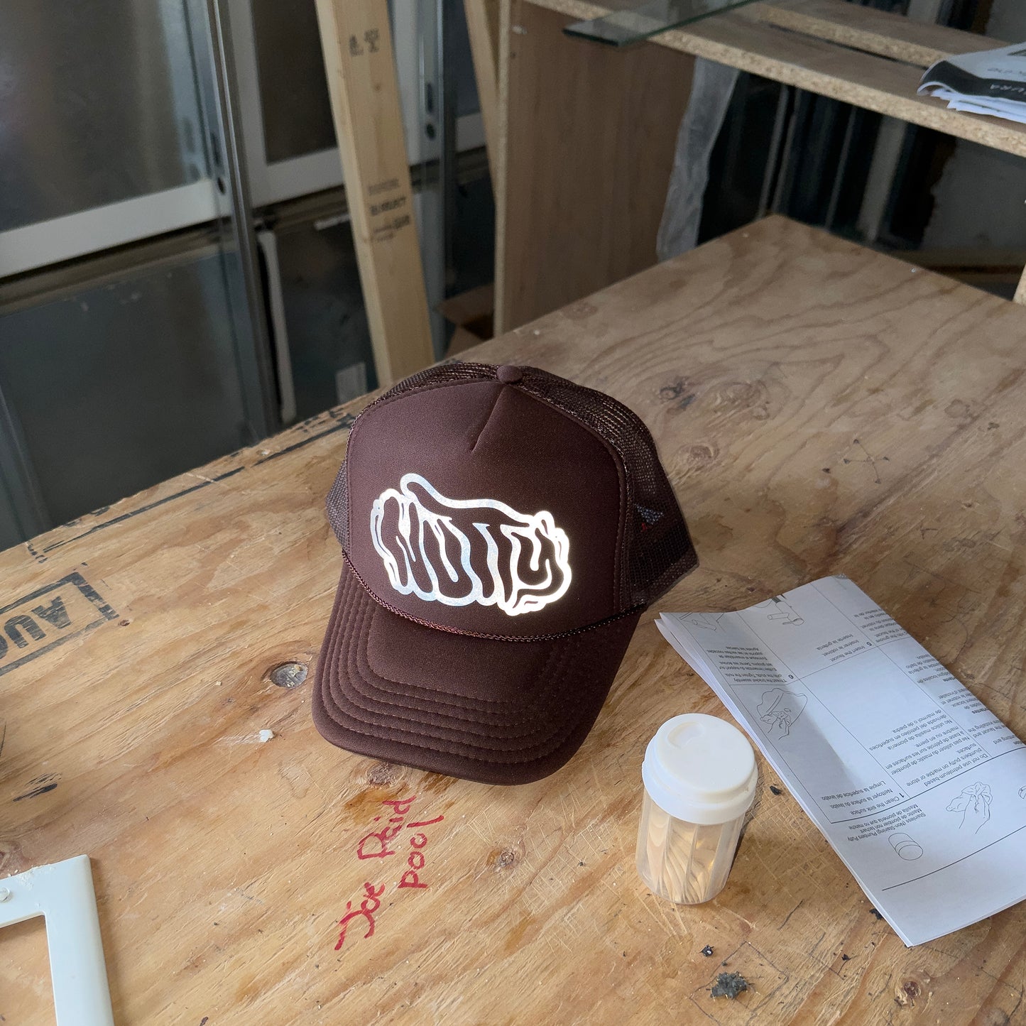 Nutty Brown Foam Trucker Hat with Reflective Logo