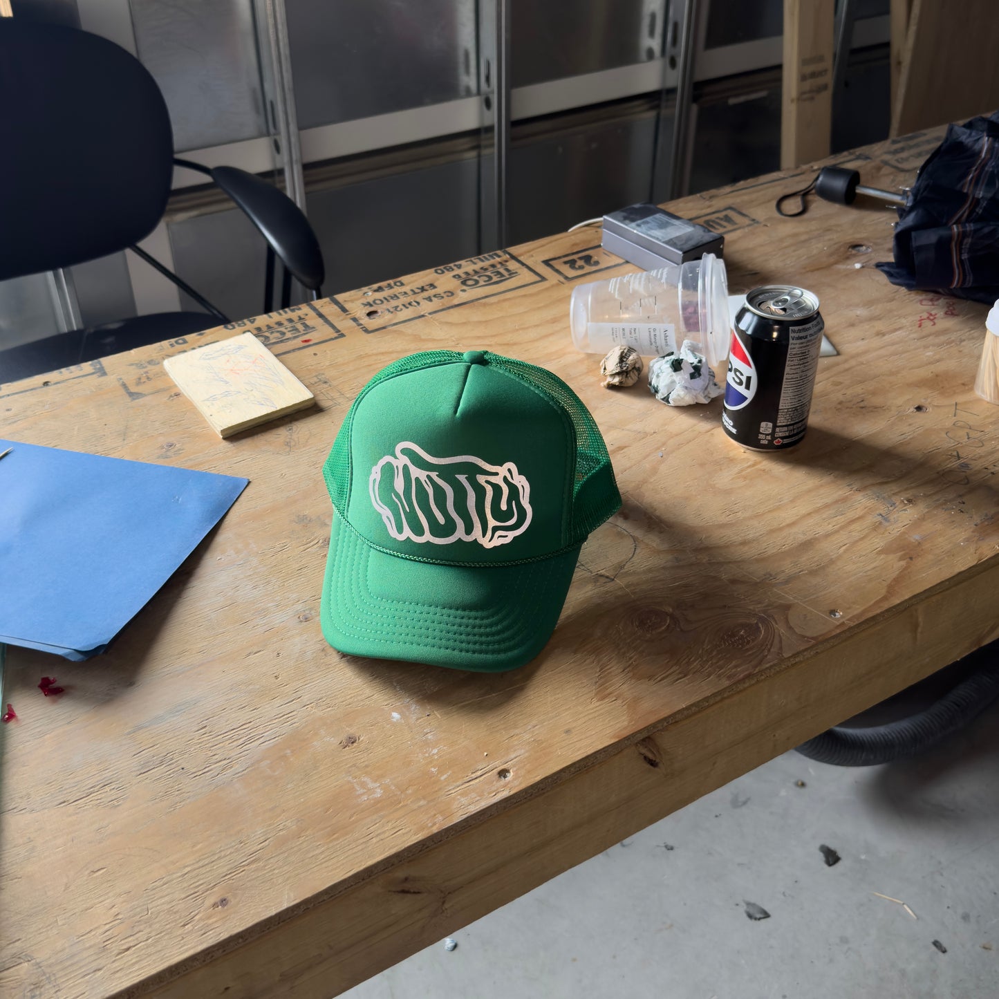Nutty Light Green Foam Trucker Hat with Reflective Logo